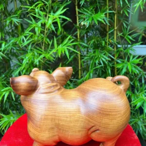 heo-go-huong-G6005-4 Tượng Heo Gỗ Hương Ta Liền Khối G6005