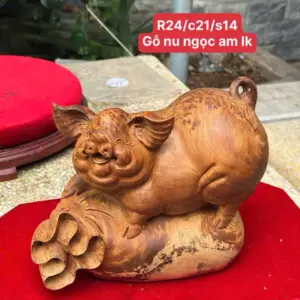 heo-tai-loc-go-nu-ngoc-G5332-1 Tượng Heo Tài Lộc Gỗ Nu Ngọc Am Liền Khối Hàng Đẹp G5332