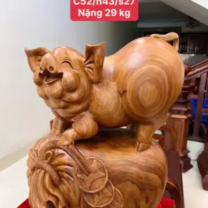 heo-ung-bao-G5105-1_Heo Đứng Bao Tiền To Đẹp Nặng Liền Khối Giá 6.200 Triệu Kích Thước Cao 52cm, Ngang 43cm, Sâu 27cm Tượng Heo Đứng Bao Tiền To Đẹp Nặng Liền Khối G5105