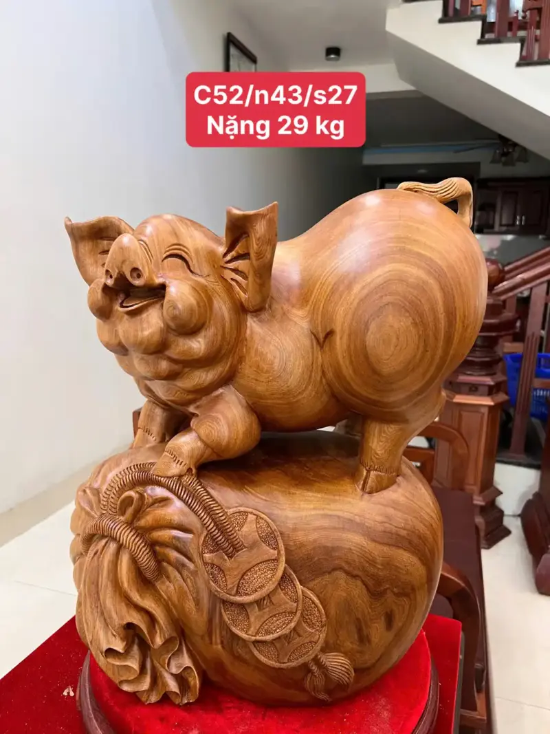 heo-ung-bao-G5105-1_Heo Đứng Bao Tiền To Đẹp Nặng Liền Khối Giá 6.200 Triệu Kích Thước Cao 52cm, Ngang 43cm, Sâu 27cm Tượng Heo Đứng Bao Tiền To Đẹp Nặng Liền Khối G5105