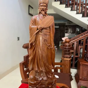khong-minh-go-G6065-2 Tượng Khổng Minh Gỗ Ngọc Am Liền Khối G6065