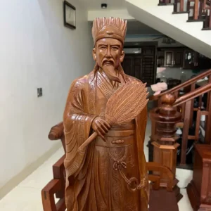 khong-minh-go-G6065-3 Tượng Khổng Minh Gỗ Ngọc Am Liền Khối G6065