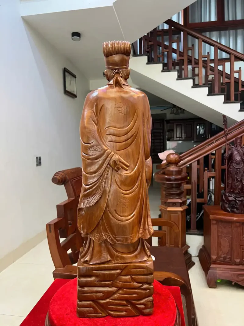 khong-minh-go-G6065-6 Tượng Khổng Minh Gỗ Ngọc Am Liền Khối G6065