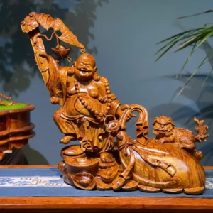 ngai-di-lac-G6014-2 Tượng Ngài Di Lạc Gỗ Cẩm Siêu Vân Chun Sụn Liền Khối G6014