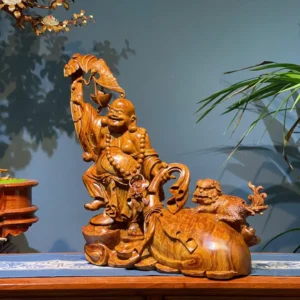 ngai-di-lac-G6014-3 Tượng Ngài Di Lạc Gỗ Cẩm Siêu Vân Chun Sụn Liền Khối G6014
