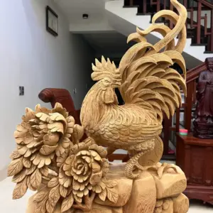 nhat-ke-go-G5541-4 Tượng Nhất Kê Gỗ Ngọc Am To Đẹp Liền Khối G5541