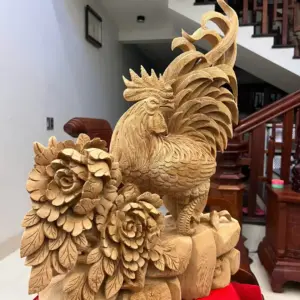nhat-ke-go-G5541-5 Tượng Nhất Kê Gỗ Ngọc Am To Đẹp Liền Khối G5541