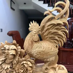 nhat-ke-go-G5772-6 Tượng Nhất Kê Gỗ Ngọc Am To Đẹp Liền Khối G5772