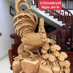 nhat-ke-go-G5831-1 Tượng Nhất Kê Gỗ Ngọc Am Liền Khối Có Sơn G5831