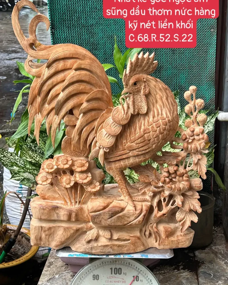 nhat-ke-go-G6016-1 Tượng Nhất Kê Gỗ Ngọc Am Thơm Nức Hàng Kỹ Nét Liền Khối G6016