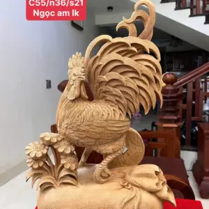 nhat-ke-go-ngoc-am-G5094-1_1_Nhất Kê Gỗ Ngọc Am Liền Đẹp Giá 4.500 Triệu Kích Thước Cao 55cm, Ngang 36cm, Sâu 21cm Tượng Nhất Kê Gỗ Ngọc Am Liền Đẹp G5094