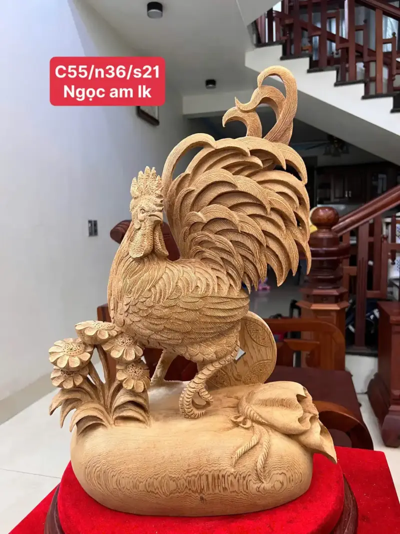 nhat-ke-go-ngoc-am-G5094-1_1_Nhất Kê Gỗ Ngọc Am Liền Đẹp Giá 4.500 Triệu Kích Thước Cao 55cm, Ngang 36cm, Sâu 21cm Tượng Nhất Kê Gỗ Ngọc Am Liền Đẹp G5094
