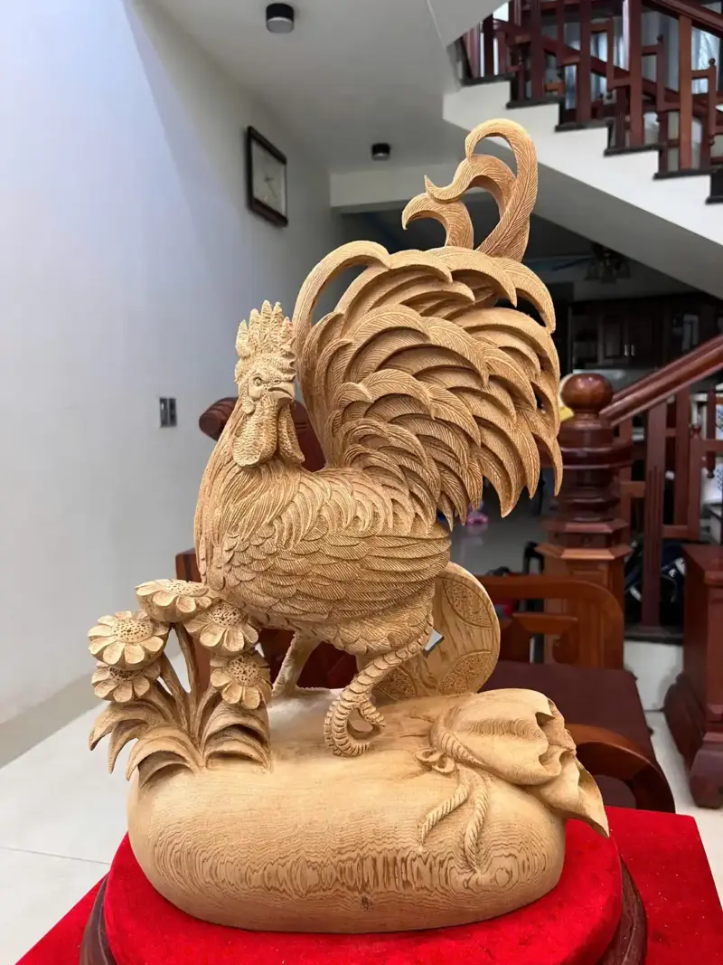 nhat-ke-go-ngoc-am-G5094-2_1_Nhất Kê Gỗ Ngọc Am Liền Đẹp Giá 4.500 Triệu Kích Thước Cao 55cm, Ngang 36cm, Sâu 21cm Tượng Nhất Kê Gỗ Ngọc Am Liền Đẹp G5094