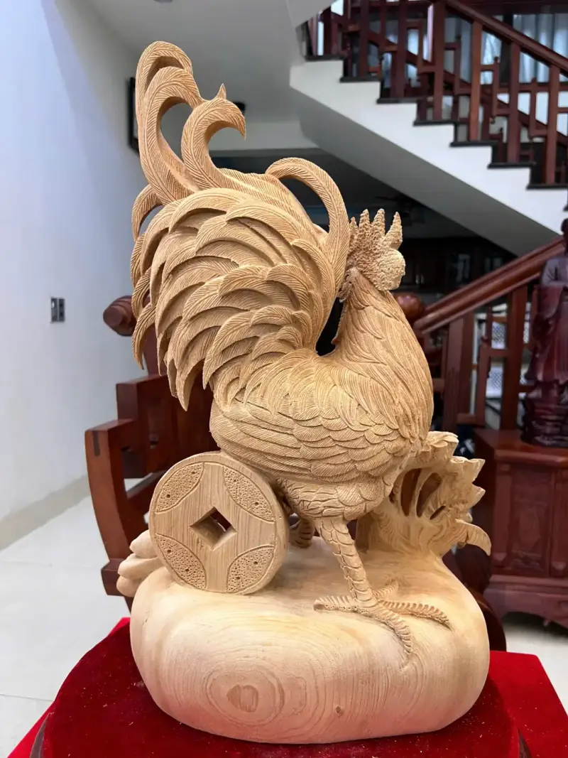 nhat-ke-go-ngoc-am-G5094-6_1_Nhất Kê Gỗ Ngọc Am Liền Đẹp Giá 4.500 Triệu Kích Thước Cao 55cm, Ngang 36cm, Sâu 21cm Tượng Nhất Kê Gỗ Ngọc Am Liền Đẹp G5094