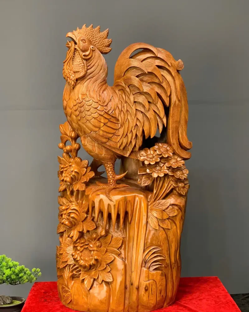nhat-ke-go-ngoc-am-G6068-1 Tượng Nhất Kê Gỗ Ngọc Am Liền Khối G6068