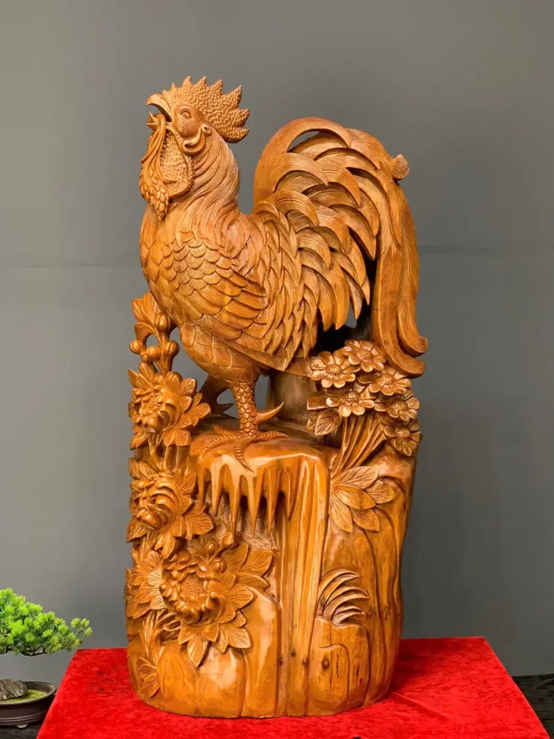 nhat-ke-go-ngoc-am-G6068-1 Tượng Nhất Kê Gỗ Ngọc Am Liền Khối G6068