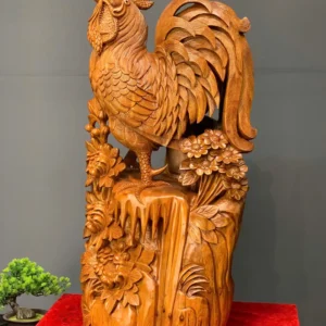 nhat-ke-go-ngoc-am-G6068-2 Tượng Nhất Kê Gỗ Ngọc Am Liền Khối G6068