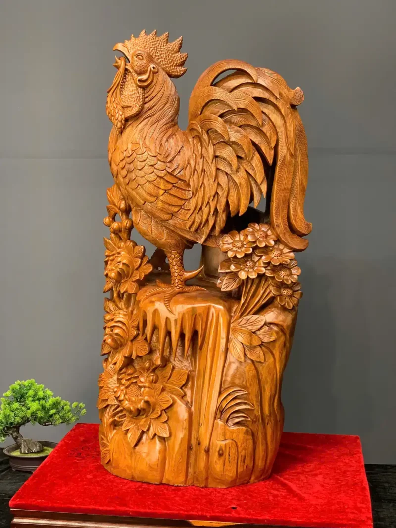 nhat-ke-go-ngoc-am-G6068-2 Tượng Nhất Kê Gỗ Ngọc Am Liền Khối G6068