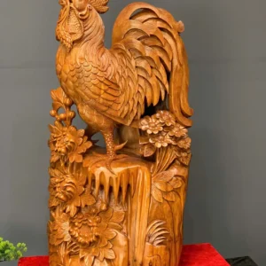 nhat-ke-go-ngoc-am-G6068-3 Tượng Nhất Kê Gỗ Ngọc Am Liền Khối G6068