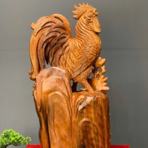 nhat-ke-go-ngoc-am-G6068-5 Tượng Nhất Kê Gỗ Ngọc Am Liền Khối G6068