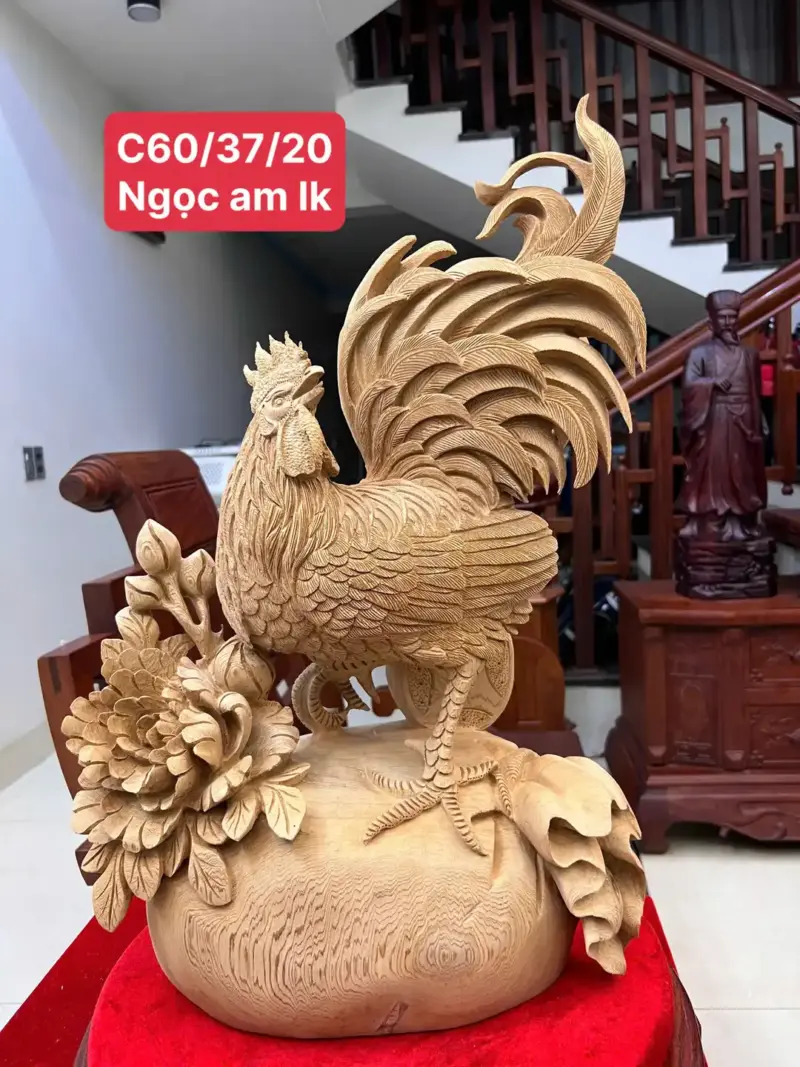 nhat-ke-ung-bao-tien-go-ngoc-am-G5067-1_Nhất Kê Đứng Bao Tiền Gỗ Ngọc Am Hàng Kỹ Liền Khối Giá 4.800 Triệu Kích Thước Cao 60cm, Ngang 37cm, Sâu 20cm Tượng Nhất Kê Đứng Bao Tiền Gỗ Ngọc Am Hàng Kỹ Liền Khối G5067