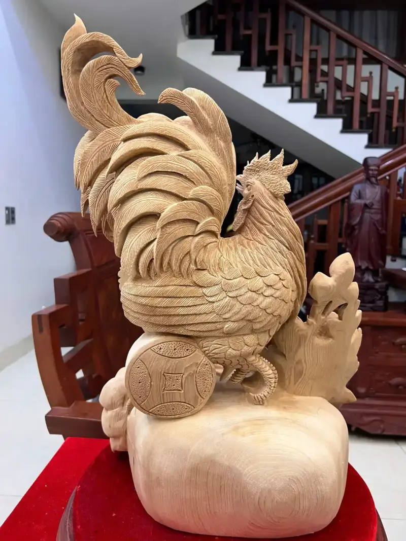 nhat-ke-ung-bao-tien-go-ngoc-am-G5067-4_Nhất Kê Đứng Bao Tiền Gỗ Ngọc Am Hàng Kỹ Liền Khối Giá 4.800 Triệu Kích Thước Cao 60cm, Ngang 37cm, Sâu 20cm Tượng Nhất Kê Đứng Bao Tiền Gỗ Ngọc Am Hàng Kỹ Liền Khối G5067