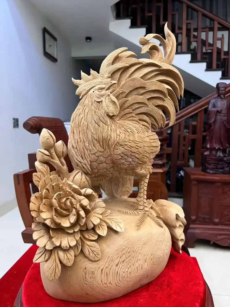 nhat-ke-ung-bao-tien-go-ngoc-am-G5067-6_Nhất Kê Đứng Bao Tiền Gỗ Ngọc Am Hàng Kỹ Liền Khối Giá 4.800 Triệu Kích Thước Cao 60cm, Ngang 37cm, Sâu 20cm Tượng Nhất Kê Đứng Bao Tiền Gỗ Ngọc Am Hàng Kỹ Liền Khối G5067
