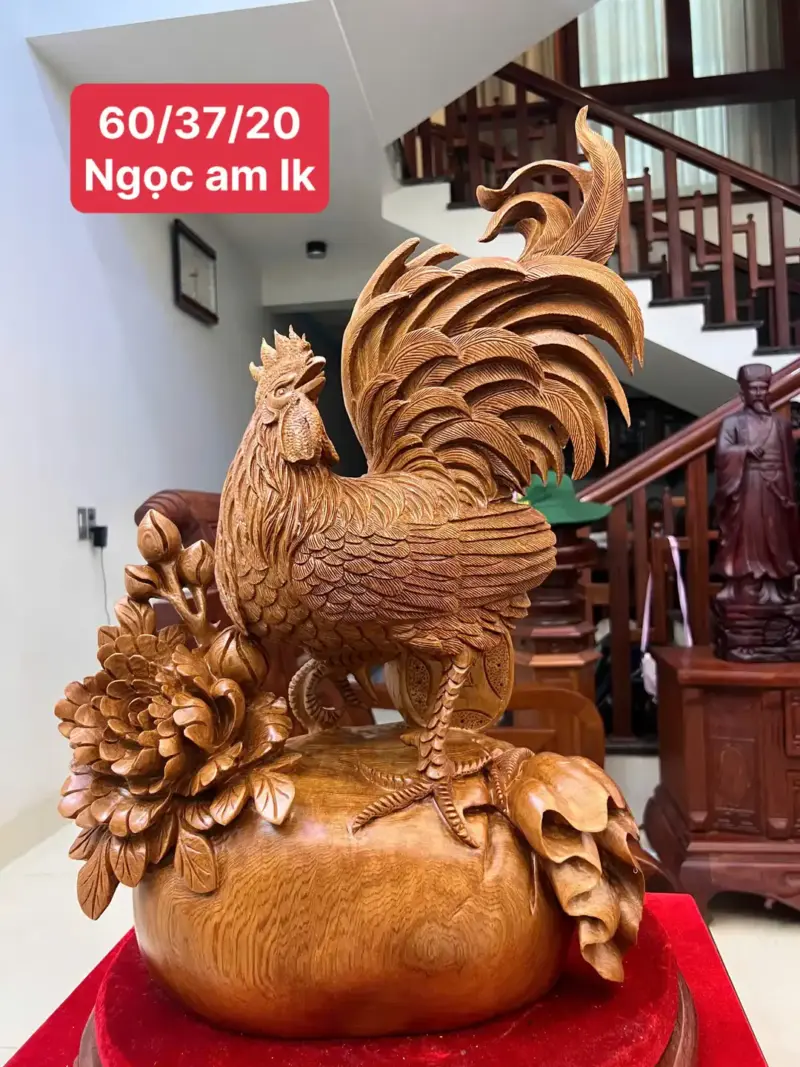 nhat-ke-ung-bao-tien-go-ngoc-am-G5083-1_Nhất Kê Đứng Bao Tiền Gỗ Ngọc Am Hàng Kỹ Liền Khối Giá 5 Triệu Kích Thước Cao 60cm, Ngang 37cm, Sâu 20cm Tượng Nhất Kê Đứng Bao Tiền Gỗ Ngọc Am Hàng Kỹ Liền Khối G5083