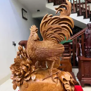 nhat-ke-ung-bao-tien-go-ngoc-am-G5083-2_Nhất Kê Đứng Bao Tiền Gỗ Ngọc Am Hàng Kỹ Liền Khối Giá 5 Triệu Kích Thước Cao 60cm, Ngang 37cm, Sâu 20cm Tượng Nhất Kê Đứng Bao Tiền Gỗ Ngọc Am Hàng Kỹ Liền Khối G5083