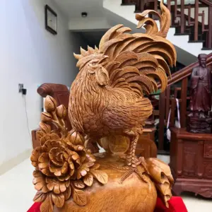 nhat-ke-ung-bao-tien-go-ngoc-am-G5083-4_Nhất Kê Đứng Bao Tiền Gỗ Ngọc Am Hàng Kỹ Liền Khối Giá 5 Triệu Kích Thước Cao 60cm, Ngang 37cm, Sâu 20cm Tượng Nhất Kê Đứng Bao Tiền Gỗ Ngọc Am Hàng Kỹ Liền Khối G5083