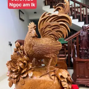 nhat-ke-ung-bao-tien-go-ngoc-am-G5101-1_Nhất Kê Đứng Bao Tiền Gỗ Ngọc Am Hàng Kỹ Liền Khối Giá 5 Tr Kích Thước Cao 60cm, Ngang 37cm, Sâu 20cm Tượng Nhất Kê Đứng Bao Tiền Gỗ Ngọc Am Hàng Kỹ Liền Khối G5101
