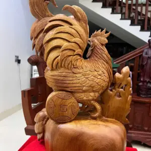 nhat-ke-ung-bao-tien-go-ngoc-am-G5101-6_Nhất Kê Đứng Bao Tiền Gỗ Ngọc Am Hàng Kỹ Liền Khối Giá 5 Tr Kích Thước Cao 60cm, Ngang 37cm, Sâu 20cm Tượng Nhất Kê Đứng Bao Tiền Gỗ Ngọc Am Hàng Kỹ Liền Khối G5101