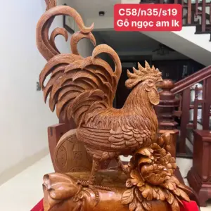 nhat-ke-ung-bao-tien-go-ngoc-am-G5135-1_Nhất Kê Đứng Bao Tiền Gỗ Ngọc Am Liền Khối Giá 4.500 Triệu Kích Thước Cao 58cm, Ngang 35cm, Sâu 19cm Tượng Nhất Kê Đứng Bao Tiền Gỗ Ngọc Am Liền Khối G5135