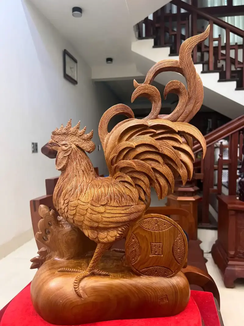 nhat-ke-ung-bao-tien-go-ngoc-am-G5135-5_Nhất Kê Đứng Bao Tiền Gỗ Ngọc Am Liền Khối Giá 4.500 Triệu Kích Thước Cao 58cm, Ngang 35cm, Sâu 19cm Tượng Nhất Kê Đứng Bao Tiền Gỗ Ngọc Am Liền Khối G5135