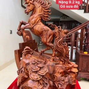 nhat-ma-go-G6020-1 Tượng Nhất Mã Gỗ Sưa Đỏ Vân Siêu Đẹp Hàng Kỹ Nét G6020