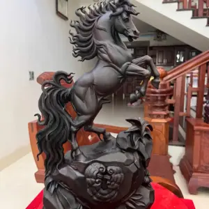 nhat-ma-phi-G5395-1 Tượng Nhất Mã Phi Thiên Gỗ Trắc Đen Liền Khối G5395