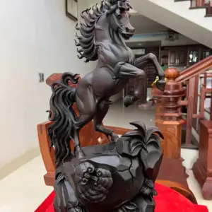 nhat-ma-phi-G5522-8 Tượng Nhất Mã Phi Thiên Gỗ Trắc Đen Liền Khối Hàng Kỹ Nét G5522