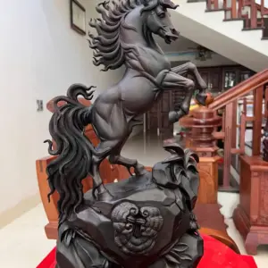 nhat-ma-phi-G5583-2 Tượng Nhất Mã Phi Thiên Gỗ Trắc Đen Liền Khối Hàng Kỹ Nét G5583