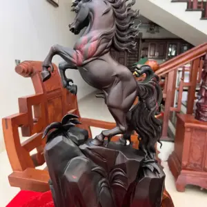 nhat-ma-phi-G5583-5 Tượng Nhất Mã Phi Thiên Gỗ Trắc Đen Liền Khối Hàng Kỹ Nét G5583