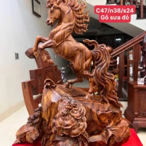 nhat-ma-phi-G6096-1 Tượng Nhất Mã Phi Thiên Gỗ Sưa Bắc Vân Tím Lịm Hàng Kỹ G6096