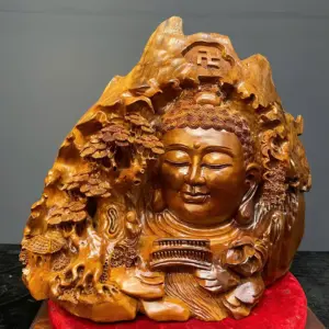nhat-tam-bai-phat-go-ngoc-am-G5431-1 Tượng Nhất Tâm Bái Phật Gỗ Ngọc Am Liền Khối G5431