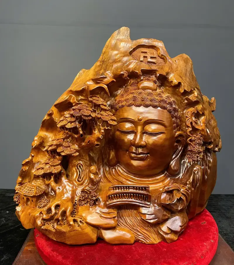 nhat-tam-bai-phat-go-ngoc-am-G5431-1 Tượng Nhất Tâm Bái Phật Gỗ Ngọc Am Liền Khối G5431