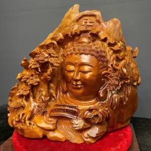 nhat-tam-bai-phat-go-ngoc-am-G5431-2 Tượng Nhất Tâm Bái Phật Gỗ Ngọc Am Liền Khối G5431
