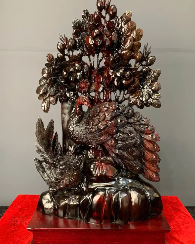 phu-the-vien-man-go-trac-o-G6097-1 Tượng Phu Thê Viên Mãn Gỗ Trắc Đỏ Đen Liền Khối G6097