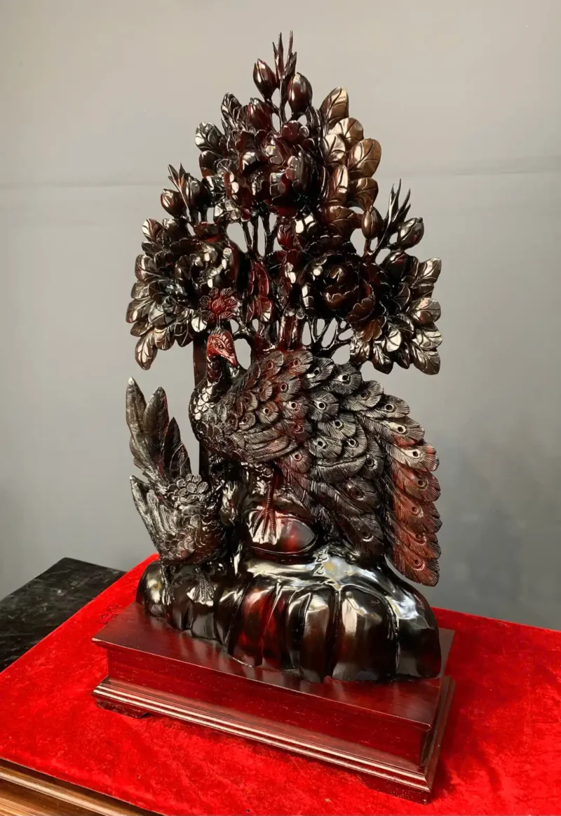 phu-the-vien-man-go-trac-o-G6097-2 Tượng Phu Thê Viên Mãn Gỗ Trắc Đỏ Đen Liền Khối G6097