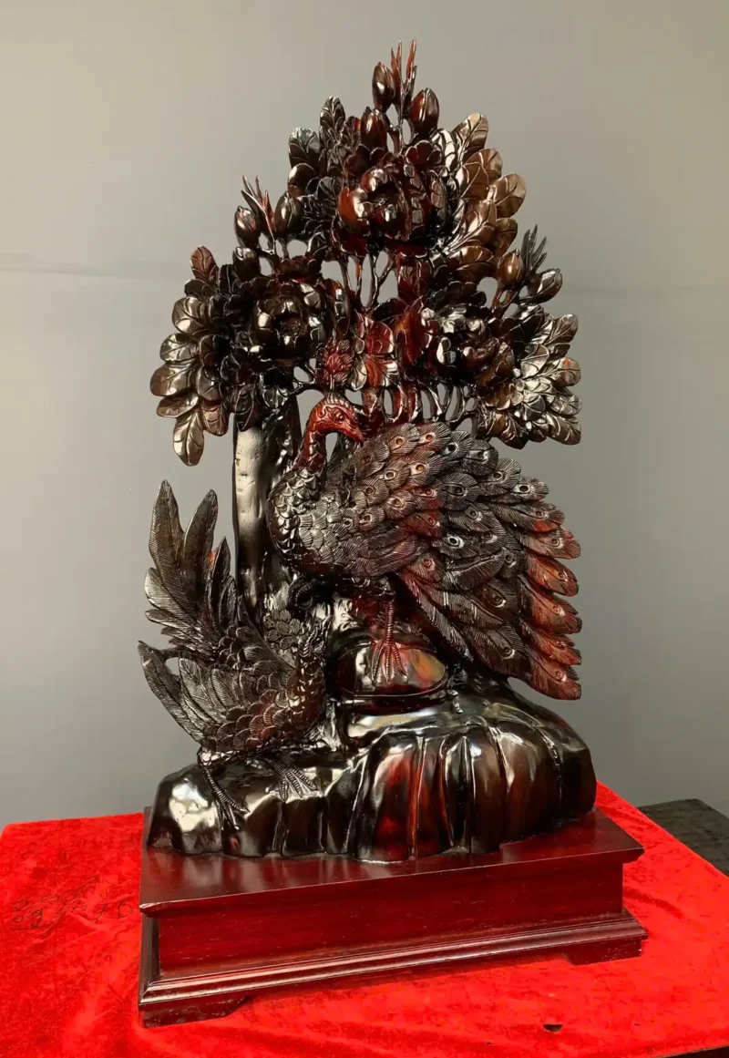 phu-the-vien-man-go-trac-o-G6097-3 Tượng Phu Thê Viên Mãn Gỗ Trắc Đỏ Đen Liền Khối G6097