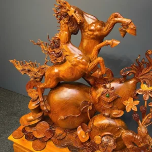 song-ma-uyen-uong-go-huong-ta-G6073-5 Tượng Song Mã Uyên Ương Gỗ Hương Ta Liền Khối G6073