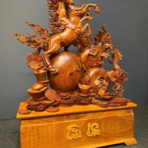 song-ma-uyen-uong-go-huong-ta-G6073-6 Tượng Song Mã Uyên Ương Gỗ Hương Ta Liền Khối G6073