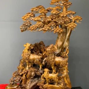 tam-duong-quan-tung-go-bach-xanh-G6074-2 Tượng Tam Dương Quần Tùng Gỗ Bách Xanh Liền Khối G6074