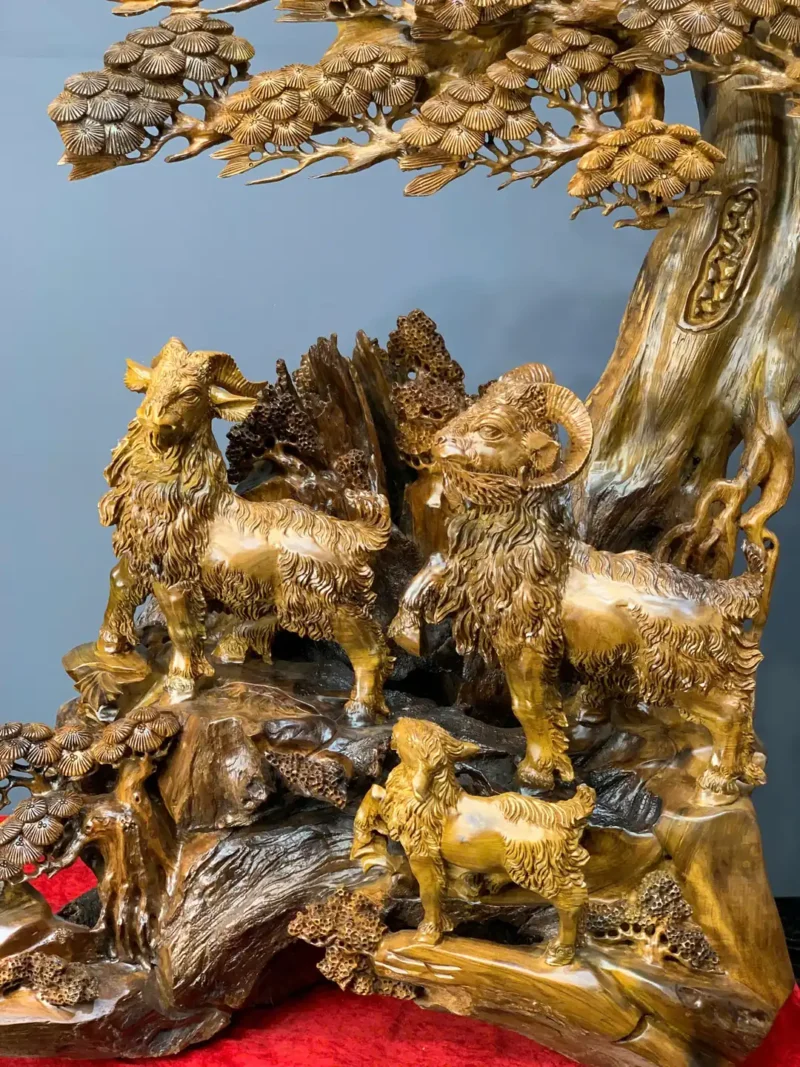 tam-duong-quan-tung-go-bach-xanh-G6074-4 Tượng Tam Dương Quần Tùng Gỗ Bách Xanh Liền Khối G6074